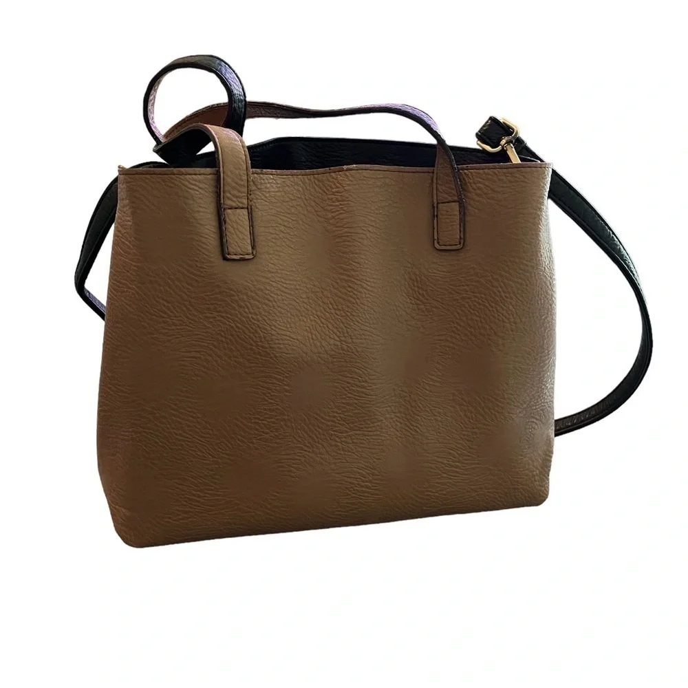Reversible Faux Leather Crossbody Tote